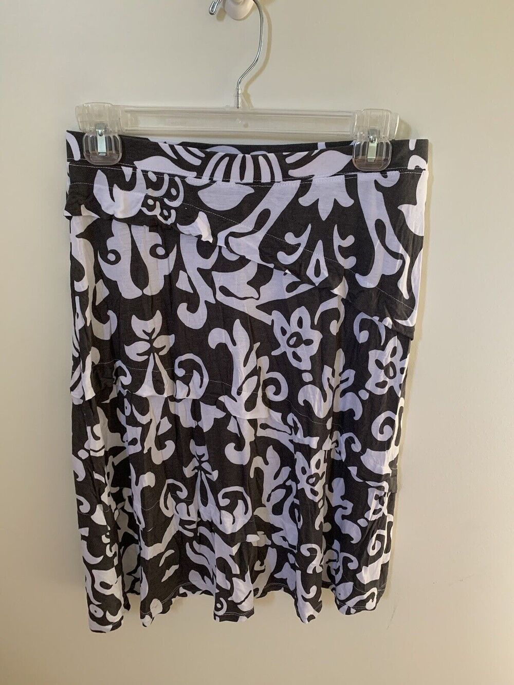 INC International Concepts Skirt Womens Size M Gray White Boho Midi Rayon